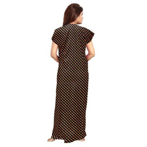 Generic Women’s Cotton Printed Maxi Nighty (Brown)