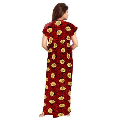 Generic Women’s Cotton Printed Maxi Nighty (Maroon)