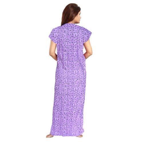 Generic Women’s Cotton Printed Maxi Nighty (Lavendar)