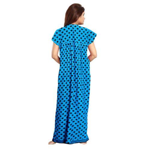 Generic Women’s Cotton Printed Maxi Nighty (Aqua Blue)