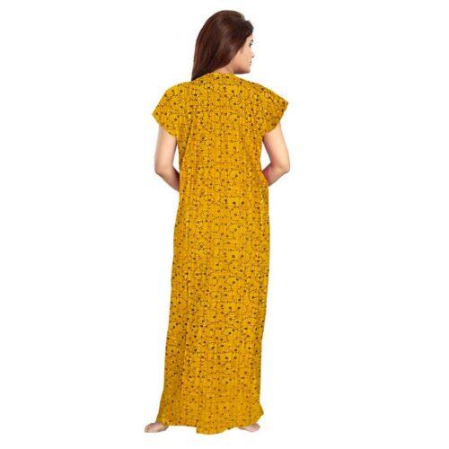 Generic Women’s Cotton Printed Maxi Nighty (Yellow)