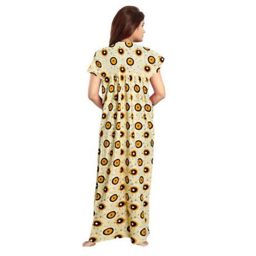 Generic Women’s Cotton Printed Maxi Nighty (Off White)