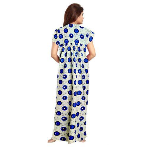 Generic Women’s Cotton Printed Maxi Nighty (Off White)