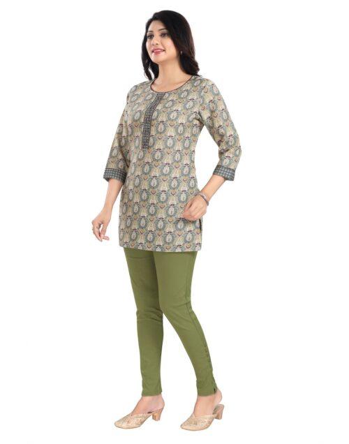 Generic Women’s 3/4th Sleeve Viscose Blend Tunic Short Top (Multicolor)