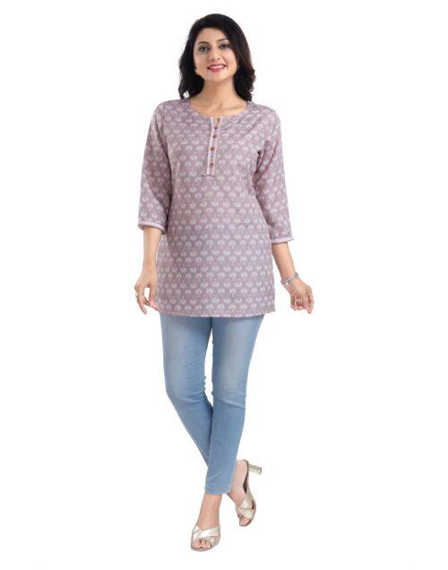 Generic Women’s 3/4th Sleeve Viscose Blend Tunic Short Top (Pink)