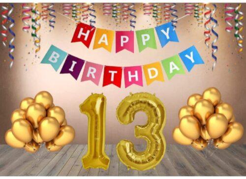 Generic 13Th Happy Birthday Decoration Combo With Multi Color Banner (Multicolor)