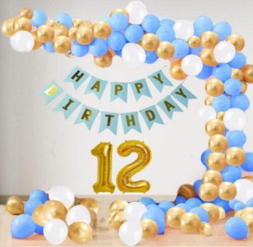 Generic 12Th Year Decoration Kit For Boy And Girl With Banner And Balloons (Blue)