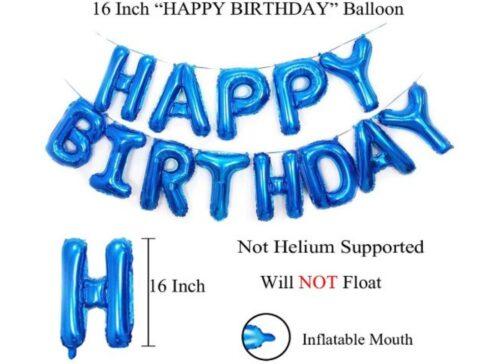 Generic 5Th Happy Birthday Decoration Combo With Foil And Star Balloons (Blue, Silver)