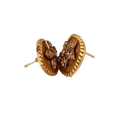 Generic Women’s Alloy Ceramic Stone And Designer Work Gold Plated Stud (Gold)