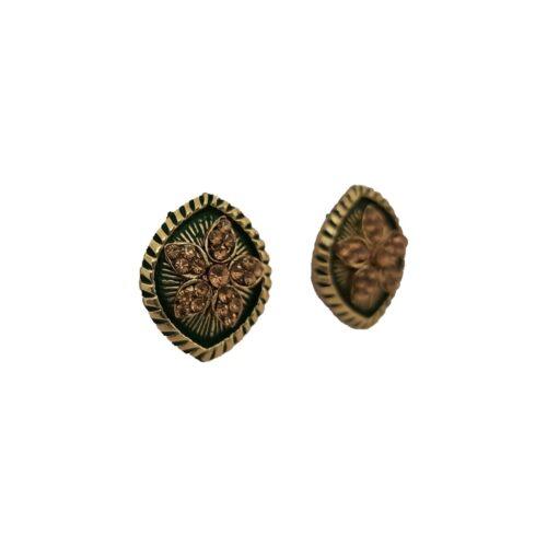 Generic Women’s Alloy Ceramic Stone And Designer Work Gold Plated Stud (Green)