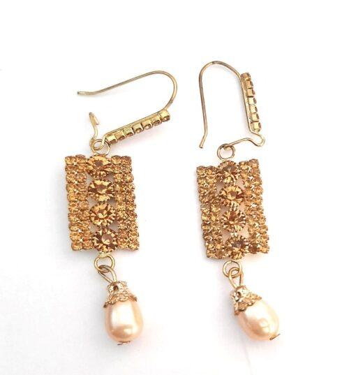 Generic Women’s Alloy Plated Stone Gold Plated Drop Earrings (Honey)