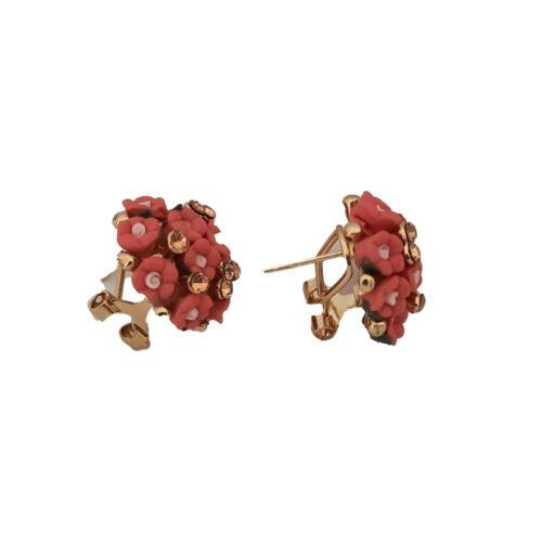 Generic Women’s Metal White Ceramic And Stones Gold Plated Stud (Peach)