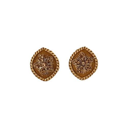 Generic Women’s Alloy Ceramic Stone And Designer Work Gold Plated Stud (Gold)