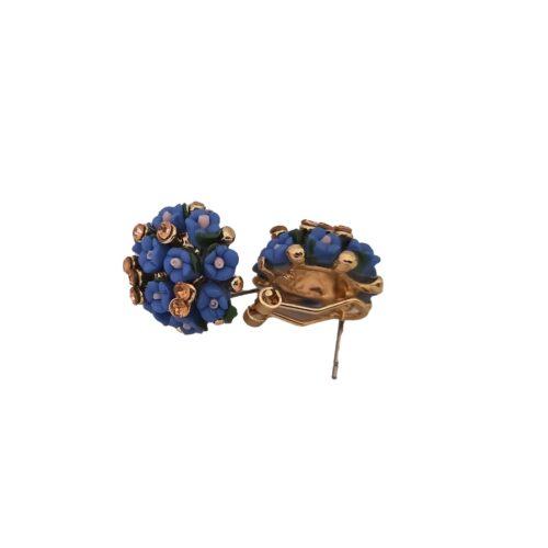 Generic Women’s Metal White Ceramic And Stones Gold Plated Stud (Blue)