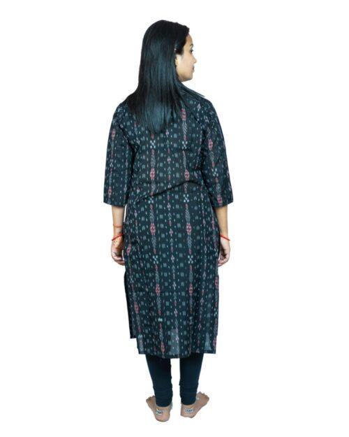 Generic Women's Sambalpuri Certified Handloom Pure Cotton Straight Kurti (Black) - Image 5