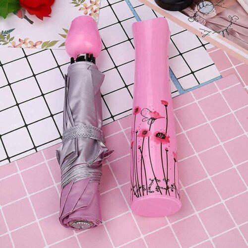 Generic Rose Umbrella Lightweight Waterproof UV Protection Mini Folding Creative Rose Flower Case Canvas Plastic Umbrella with Waterproof and Compact Bottle for Monsoon and Summer (Assorted) - Image 4