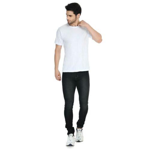 Generic Men’s Skinny Fit Denim Mid Rise Jeans (Black)