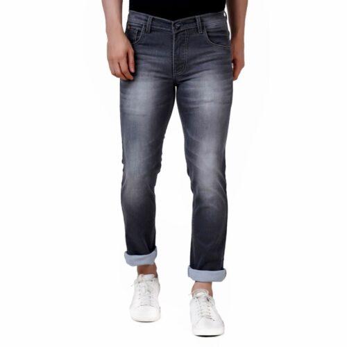 Generic Men’s Straight Fit Denim Mid Rise Jeans (Grey)