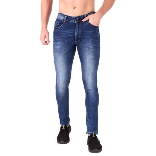 Generic Men’s Slim Fit Denim Mid Rise Jeans (Dark Blue)