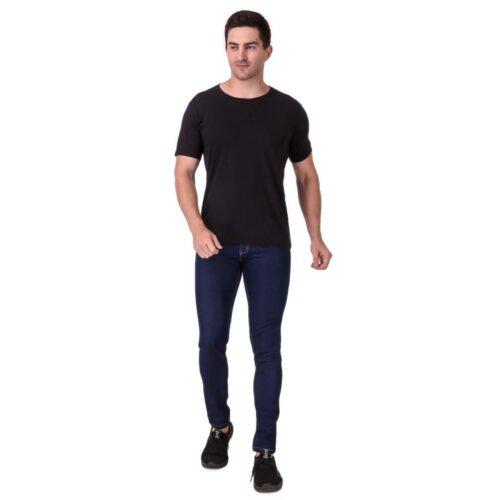 Generic Men’s Slim Fit Denim Mid Rise Stretchable Jeans (Blue)