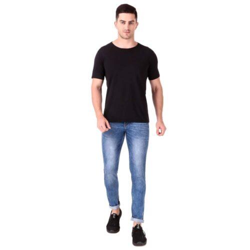 Generic Men’s Slim Fit Denim Mid Rise Stretchable Jeans (Blue)