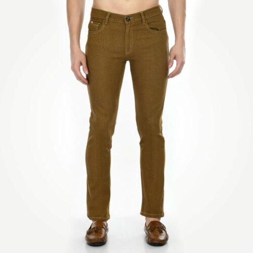 Generic Men’s Regular Fit Denim Mid Rise Jeans (Khaki)