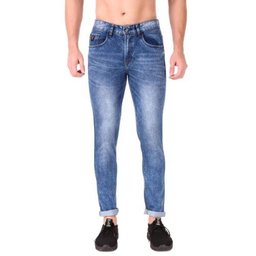 Generic Men’s Slim Fit Denim Mid Rise Stretchable Jeans (Blue)