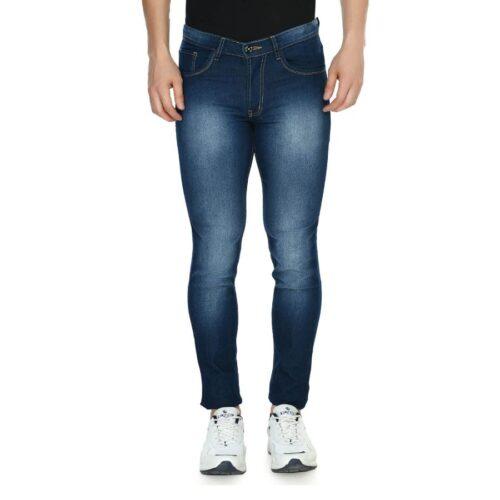 Generic Men’s Skinny Fit Denim Mid Rise Jeans (Blue)