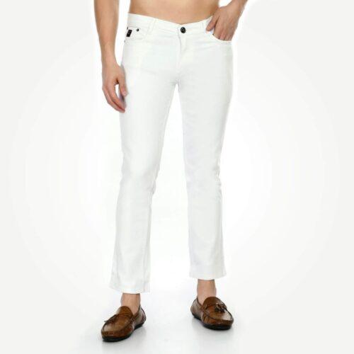 Generic Men’s Regular Fit Denim Mid Rise Jeans (White)