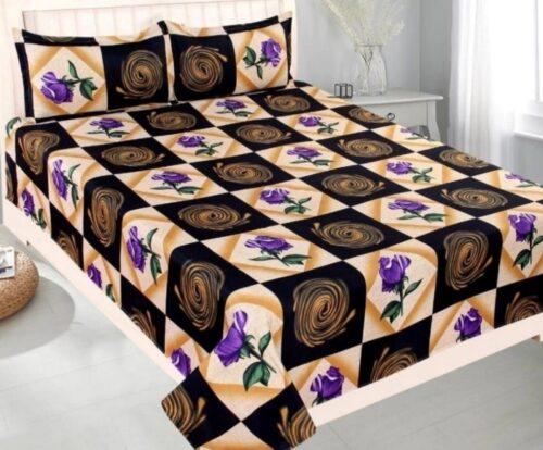 Generic Multi Color 3D Print Poly Cotton Bedsheet With Two Pillow Cover