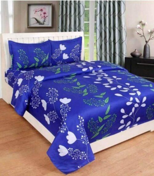 Generic Multi Color 3D Print Poly Cotton Bedsheet With Two Pillow Cover