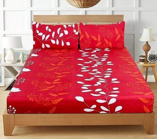 Generic Multi Color 3D Print Poly Cotton Bedsheet With Two Pillow Cover