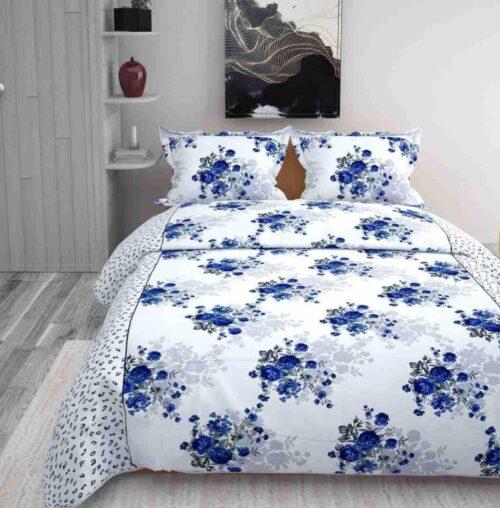 Generic Multi Color Super Soft Glace Cotton Bedsheeet With Two Pillow Cover