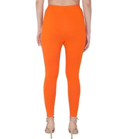 Generic Women’s Cotton Stretchable Skin Fit Ankle Length Leggings (Orange)