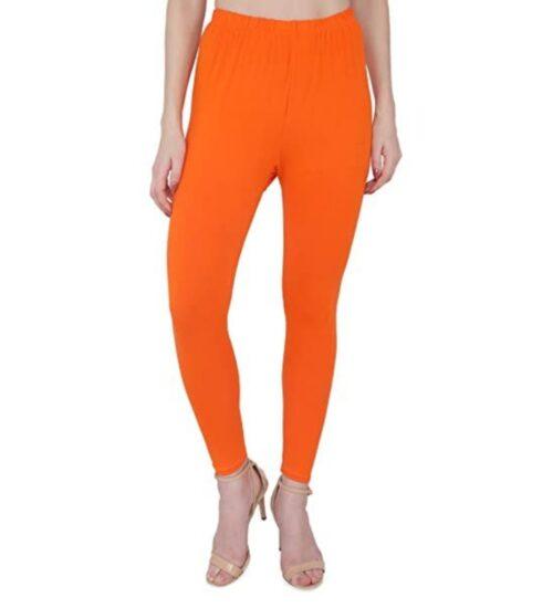 Generic Women’s Cotton Stretchable Skin Fit Ankle Length Leggings (Orange)