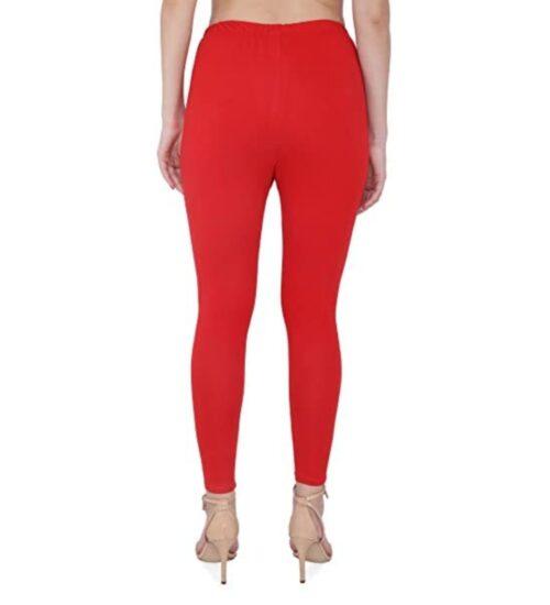 Generic Women’s Cotton Stretchable Skin Fit Ankle Length Leggings (Red)