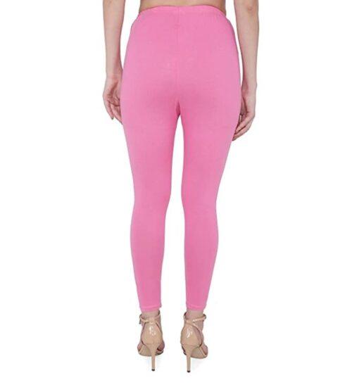 Generic Women’s Cotton Stretchable Skin Fit Ankle Length Leggings (Pink)