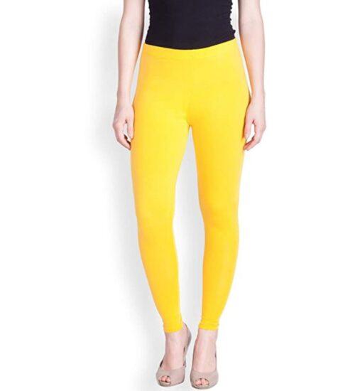 Generic Women’s Cotton Stretchable Skin Fit Ankle Length Leggings (Yellow)