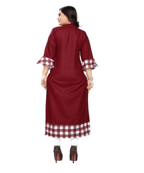 Generic Women’s Cotton Digital Printed Straight Kurti (Maroon)