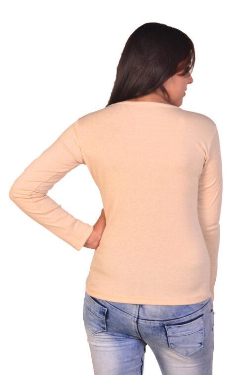 Women’s Solid Full Sleeve T-Shirt Top Casual Wear