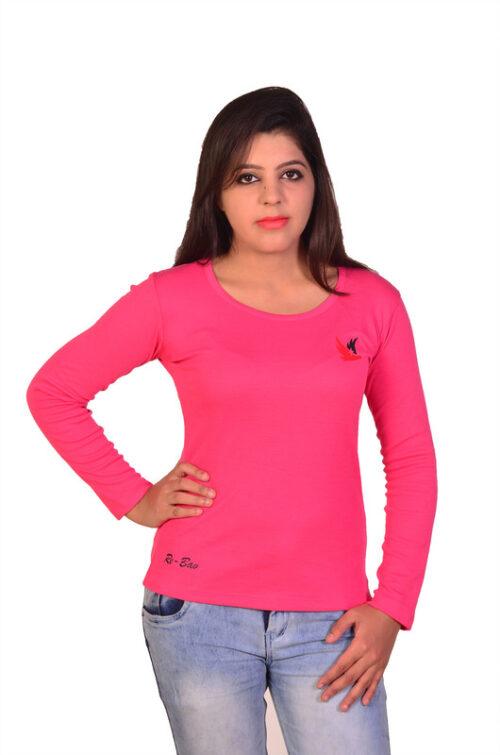 Women’s Solid Full Sleeve T-Shirt Top Casual Wear