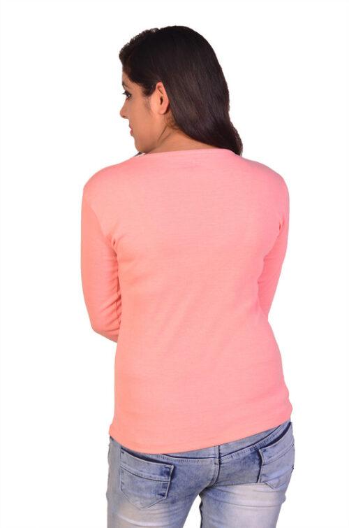 Women’s Solid Full Sleeve T-Shirt Top Casual Wear