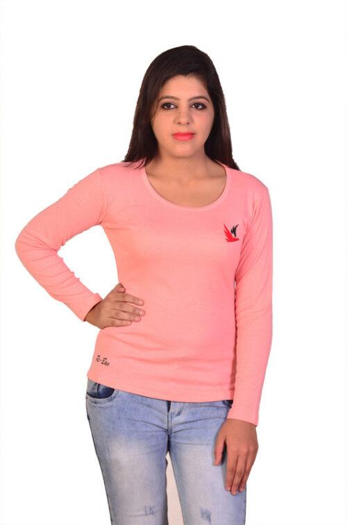 Women’s Solid Full Sleeve T-Shirt Top Casual Wear