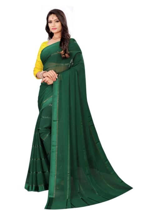 Women's Georgette Silk Saree(Green ,5-6Mtrs) - Image 4