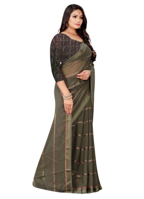 Women's Georgette Silk Saree(Ashgrey ,5-6Mtrs) - Image 3