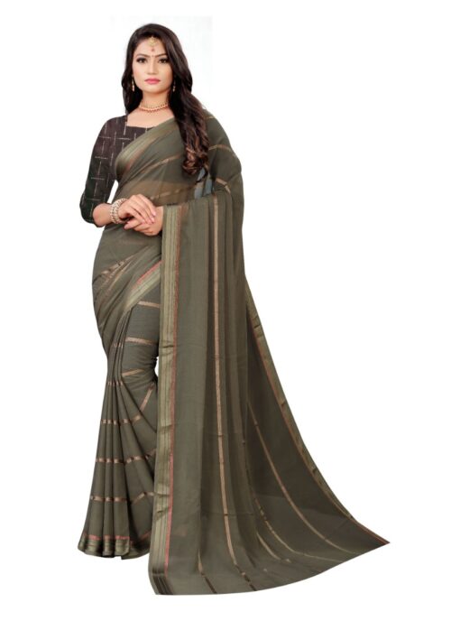 Women’s Georgette Silk Saree(Ashgrey ,5-6Mtrs)