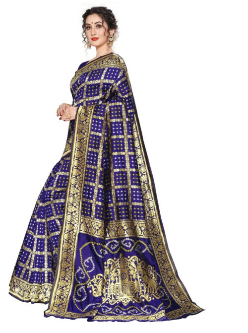 Women's Jacquard Saree (Blue ,5-6Mtrs) - Image 3