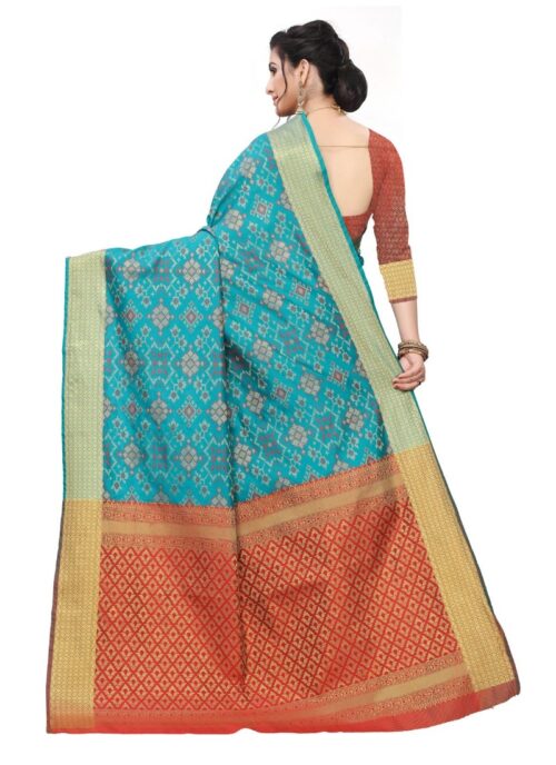 Women’s Kanjivaram Silk Saree(Rama ,5-6Mtrs)