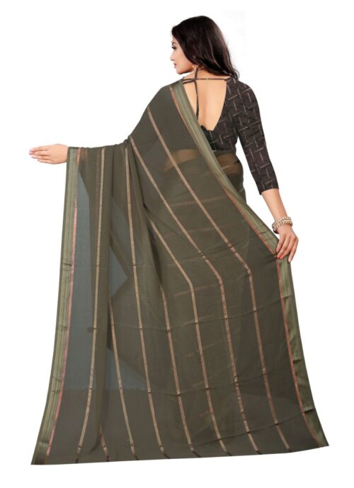 Women’s Georgette Silk Saree(Ashgrey ,5-6Mtrs)