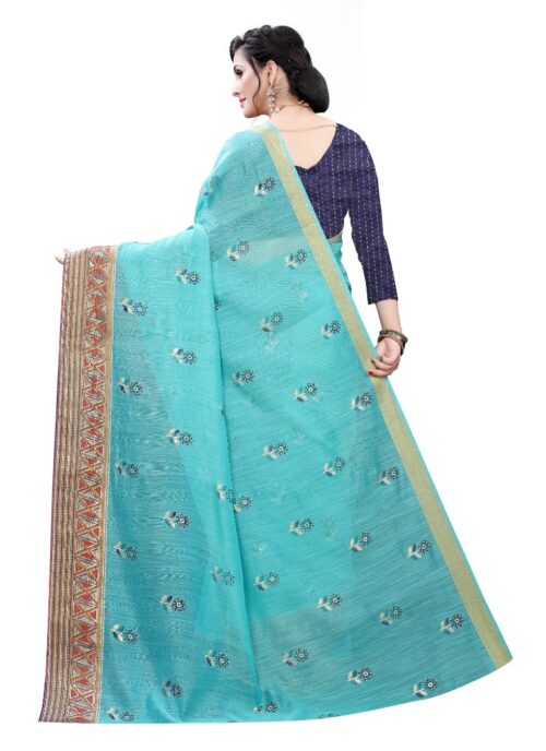 Women’s Soft Cotton Silk Saree(Sea Green ,5-6Mtrs)